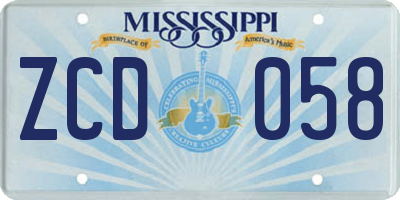 MS license plate ZCD058