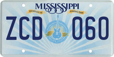 MS license plate ZCD060