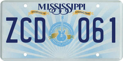 MS license plate ZCD061