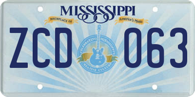 MS license plate ZCD063