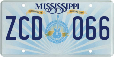 MS license plate ZCD066