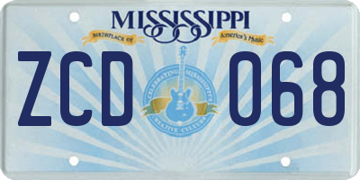 MS license plate ZCD068