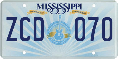 MS license plate ZCD070