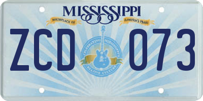 MS license plate ZCD073