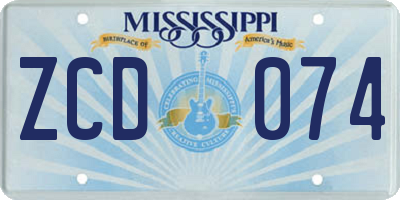MS license plate ZCD074