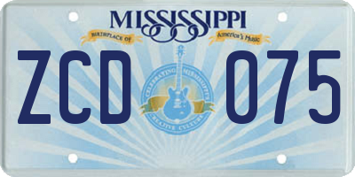 MS license plate ZCD075