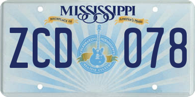 MS license plate ZCD078