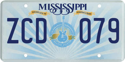 MS license plate ZCD079