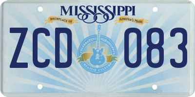 MS license plate ZCD083