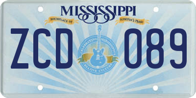 MS license plate ZCD089