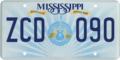 MS license plate ZCD090