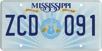 MS license plate ZCD091
