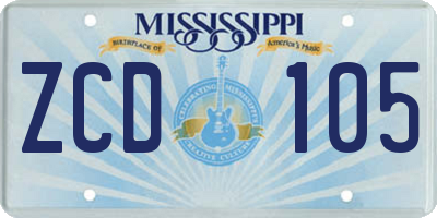 MS license plate ZCD105