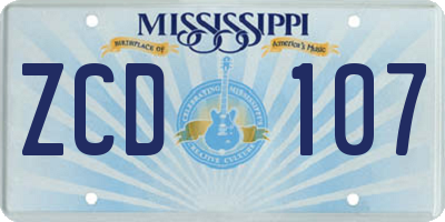 MS license plate ZCD107