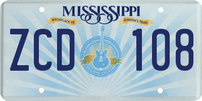 MS license plate ZCD108