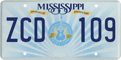 MS license plate ZCD109