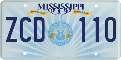 MS license plate ZCD110