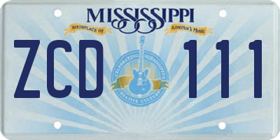 MS license plate ZCD111