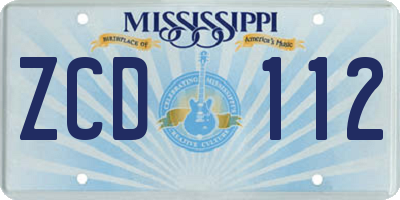 MS license plate ZCD112