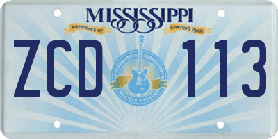 MS license plate ZCD113