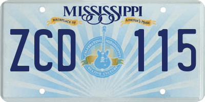 MS license plate ZCD115
