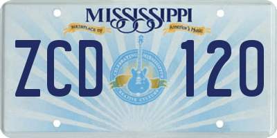 MS license plate ZCD120