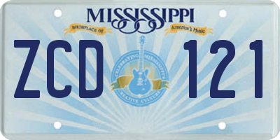 MS license plate ZCD121