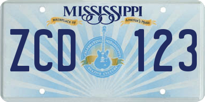 MS license plate ZCD123