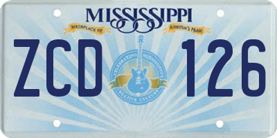 MS license plate ZCD126