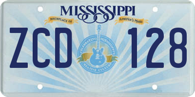 MS license plate ZCD128