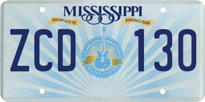 MS license plate ZCD130