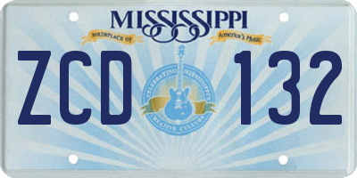 MS license plate ZCD132