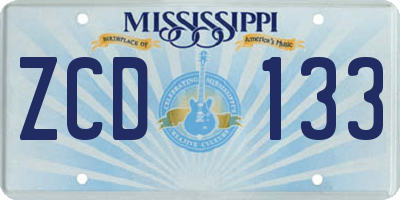MS license plate ZCD133