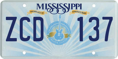 MS license plate ZCD137