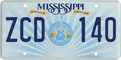 MS license plate ZCD140