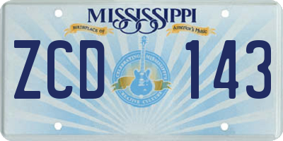 MS license plate ZCD143
