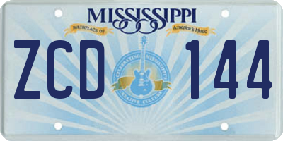 MS license plate ZCD144