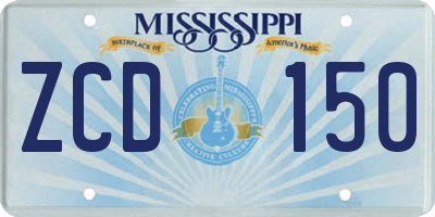 MS license plate ZCD150