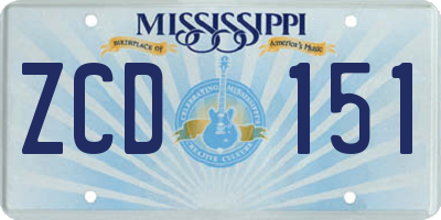 MS license plate ZCD151