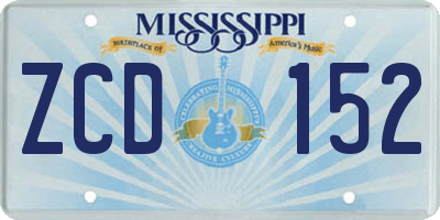 MS license plate ZCD152