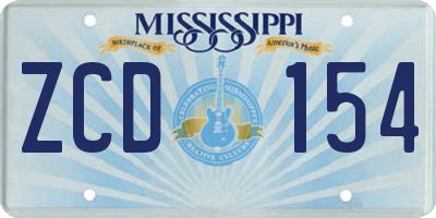 MS license plate ZCD154
