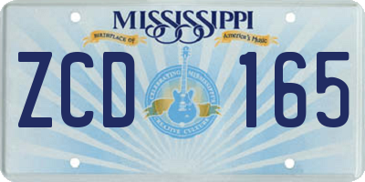 MS license plate ZCD165