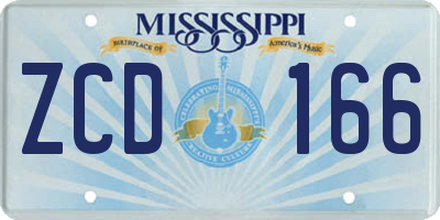 MS license plate ZCD166