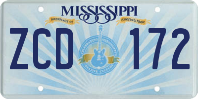 MS license plate ZCD172