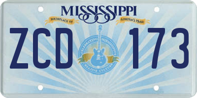 MS license plate ZCD173