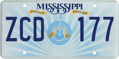 MS license plate ZCD177