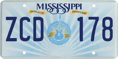 MS license plate ZCD178