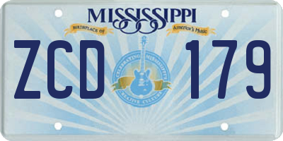 MS license plate ZCD179