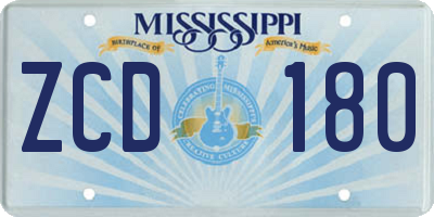 MS license plate ZCD180