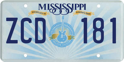 MS license plate ZCD181